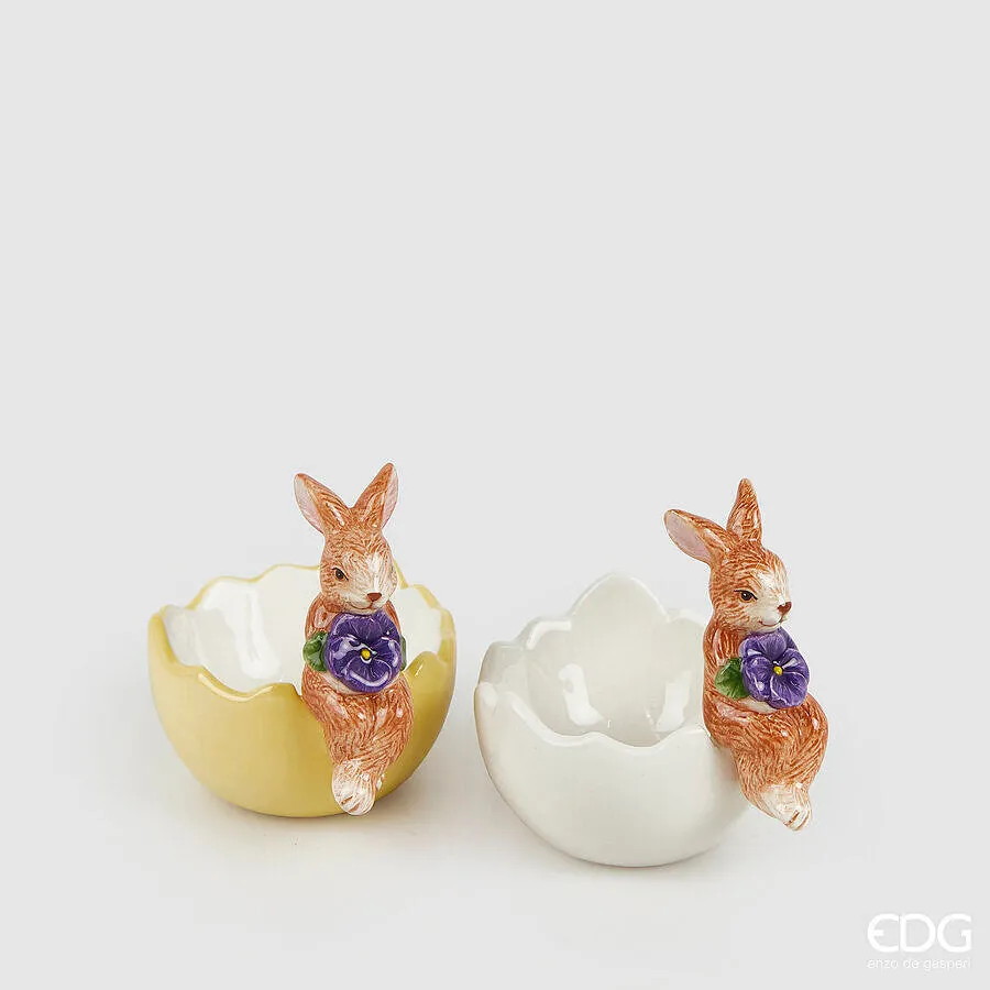 EDG Enzo De Gasperi Rabbit Egg Cup H 7 Cm D 7 Cm Assorted White Yellow