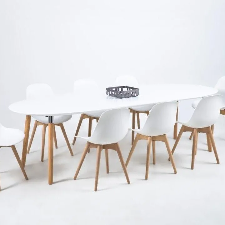 Table à manger extensible Berge 170/270x100 - blanc/chêne