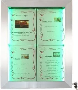 Porte-menu lumineux rectangulaire 4 pages led Securit