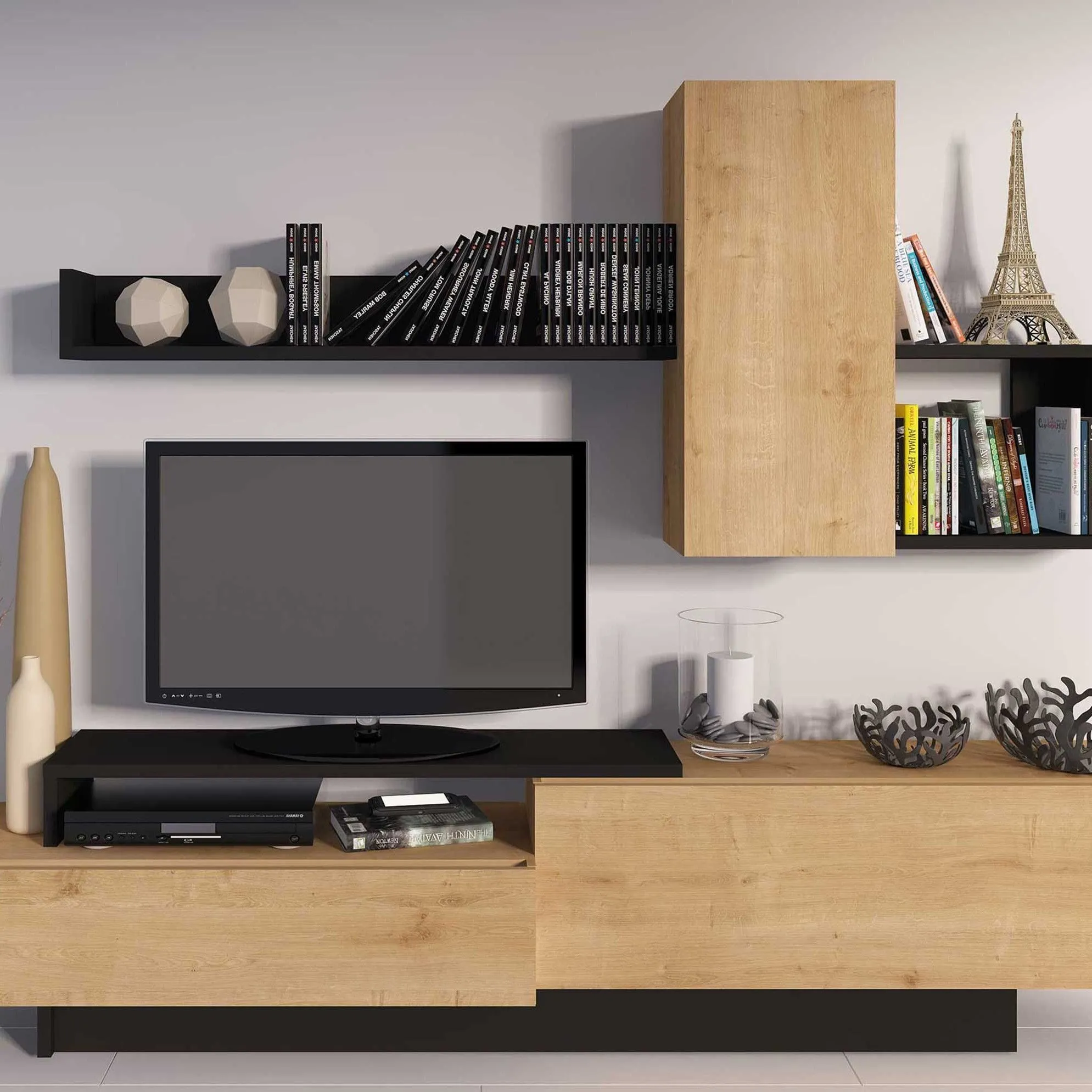 Meuble tv Cosmit 240cm - chêne/anthracite