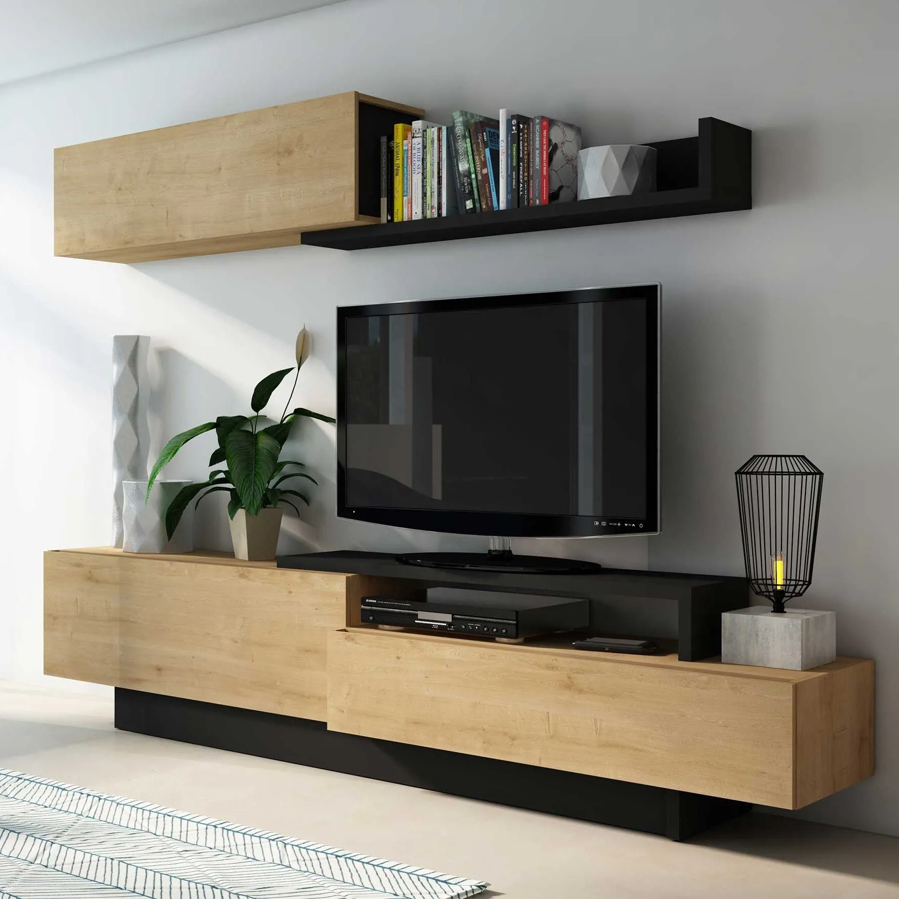 Meuble TV Izquierdo 240cm 3 portes - chêne clair