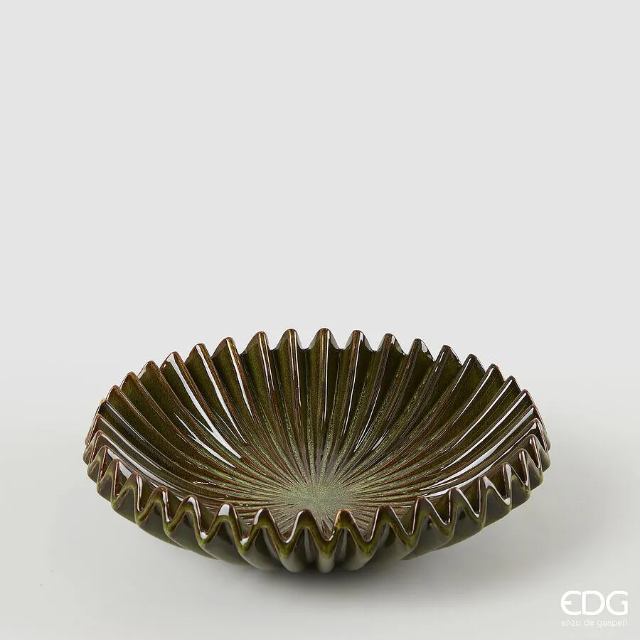 EDG Enzo De Gasperi Decorative Plate Round Ray H 8 Cm D 29 Cm Green Ce