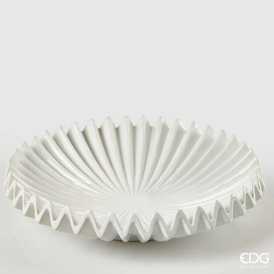 EDG Enzo De Gasperi Decorative Plate Round Ray H 9 Cm D 36.5 Cm Ivory