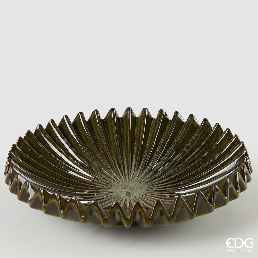 EDG Enzo De Gasperi Decorative Plate Round Ray H 9 Cm D 36.5 Cm Green
