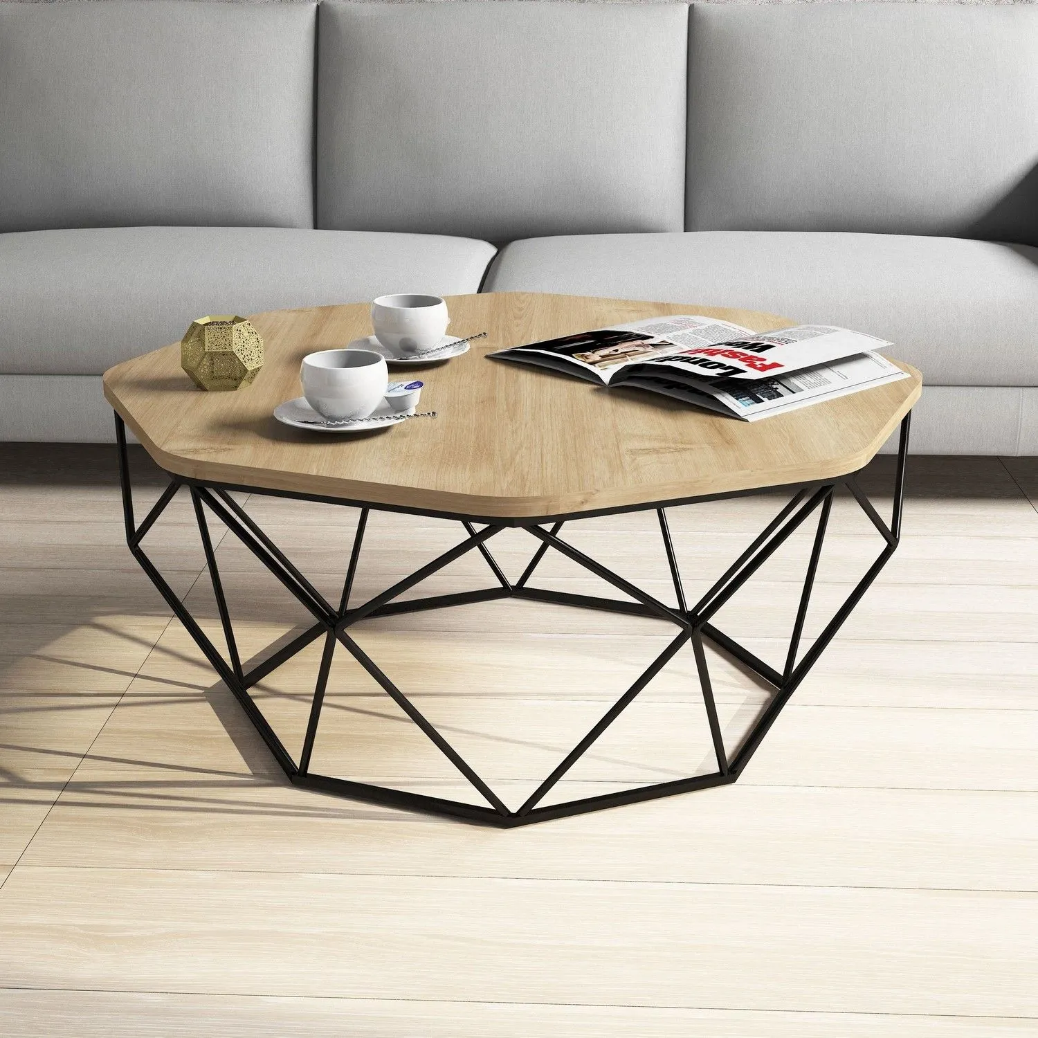 Diamond Table basse | 100 % MÉLAMINE | Chêne