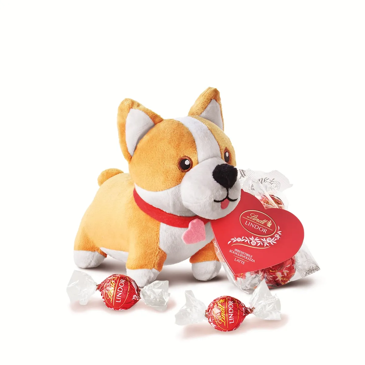 Lindt Plush Corgi Lindor with Milk Boules 100 Gr