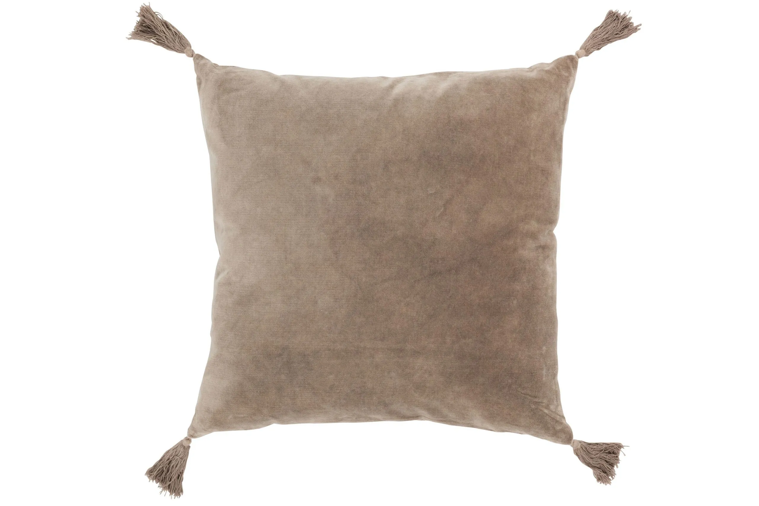 Coussin floches coton velours marron
