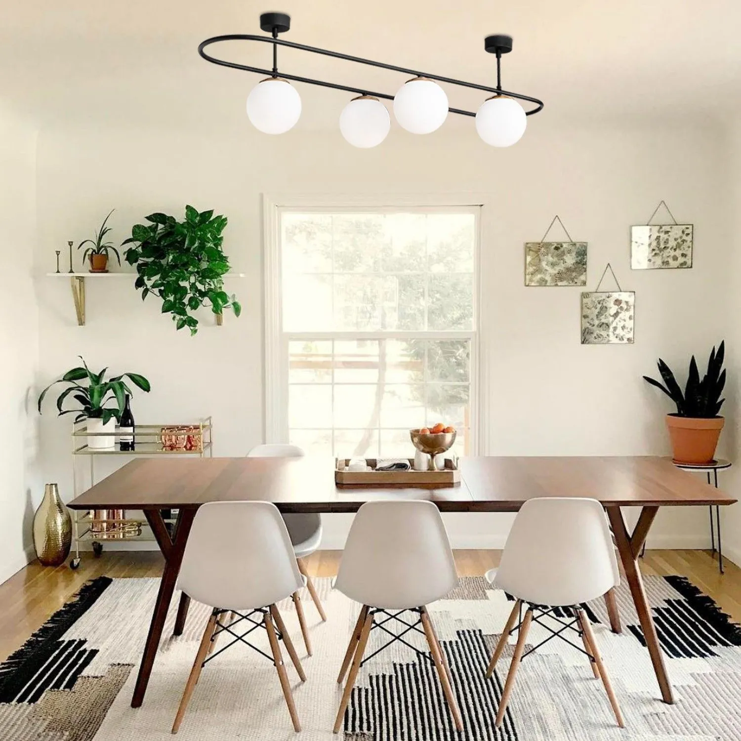 Abaküs Lustre | CORPS EN FER | Noir, Blanc