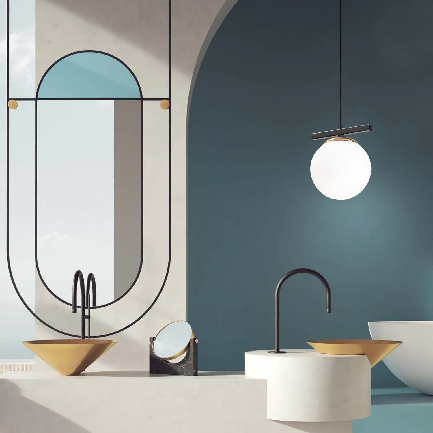 Üzüm Lustre | CORPS EN MÉTAL | Blanc, Noir