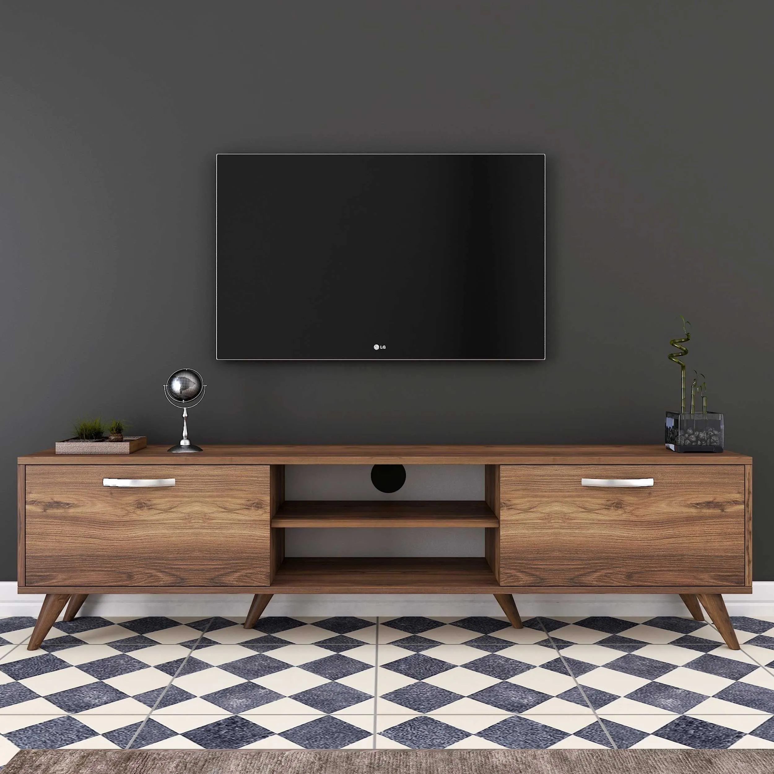 A9 Meuble TV | 100 % MÉLAMINE | Noyer