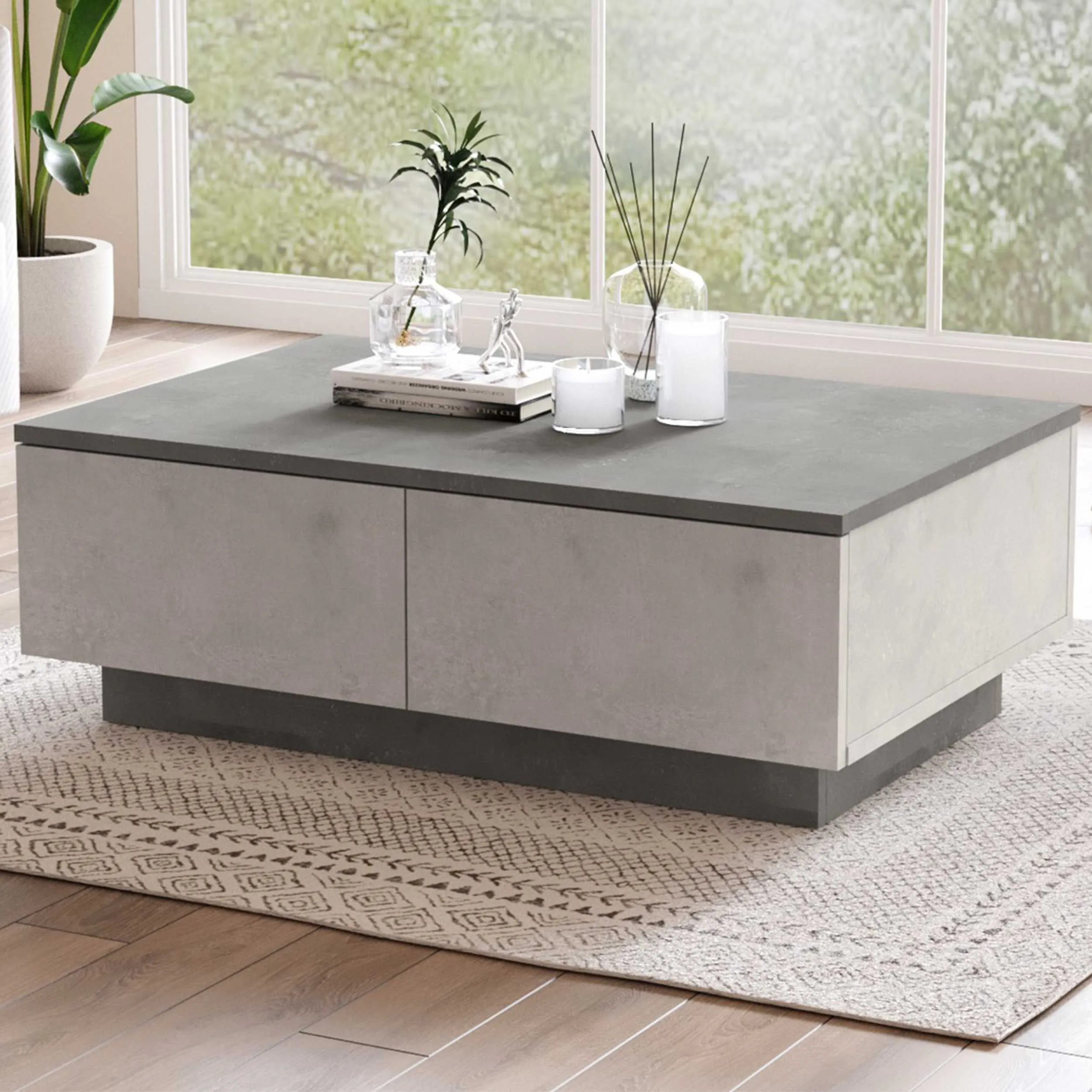 LV17 Table basse | 100 % MÉLAMINÉ | Argent, Anthracite