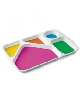 Assiette à compartiments rectangulaire blanc mélamine 38x25 cm Vaisselle Enfance Plastorex