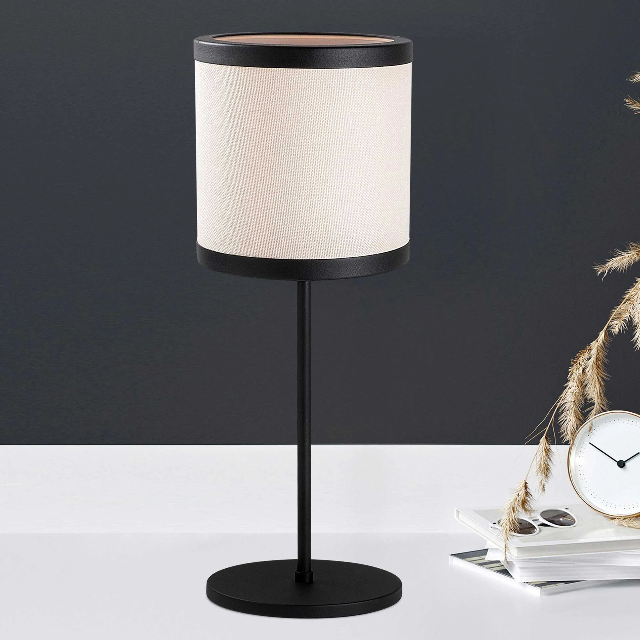 Way Lampe de table | Corps en métal | Noir, blanc