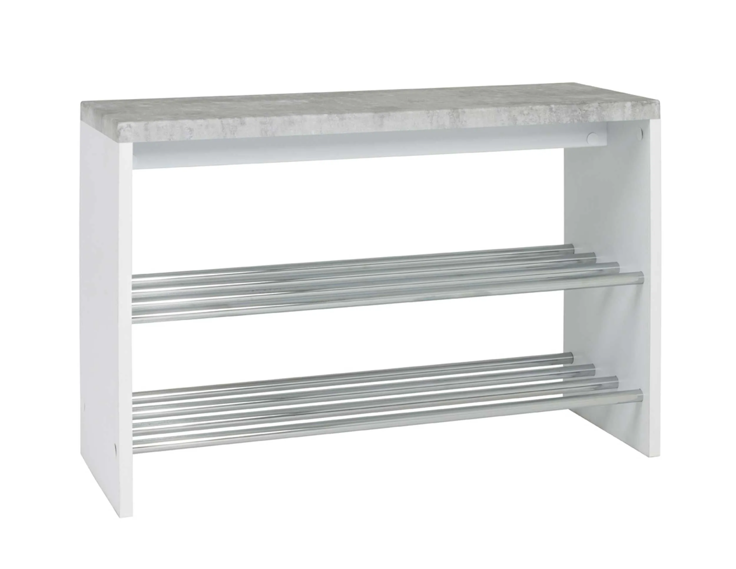 Banc Tillio 81cm, 2 étagères - chrome/décor en béton