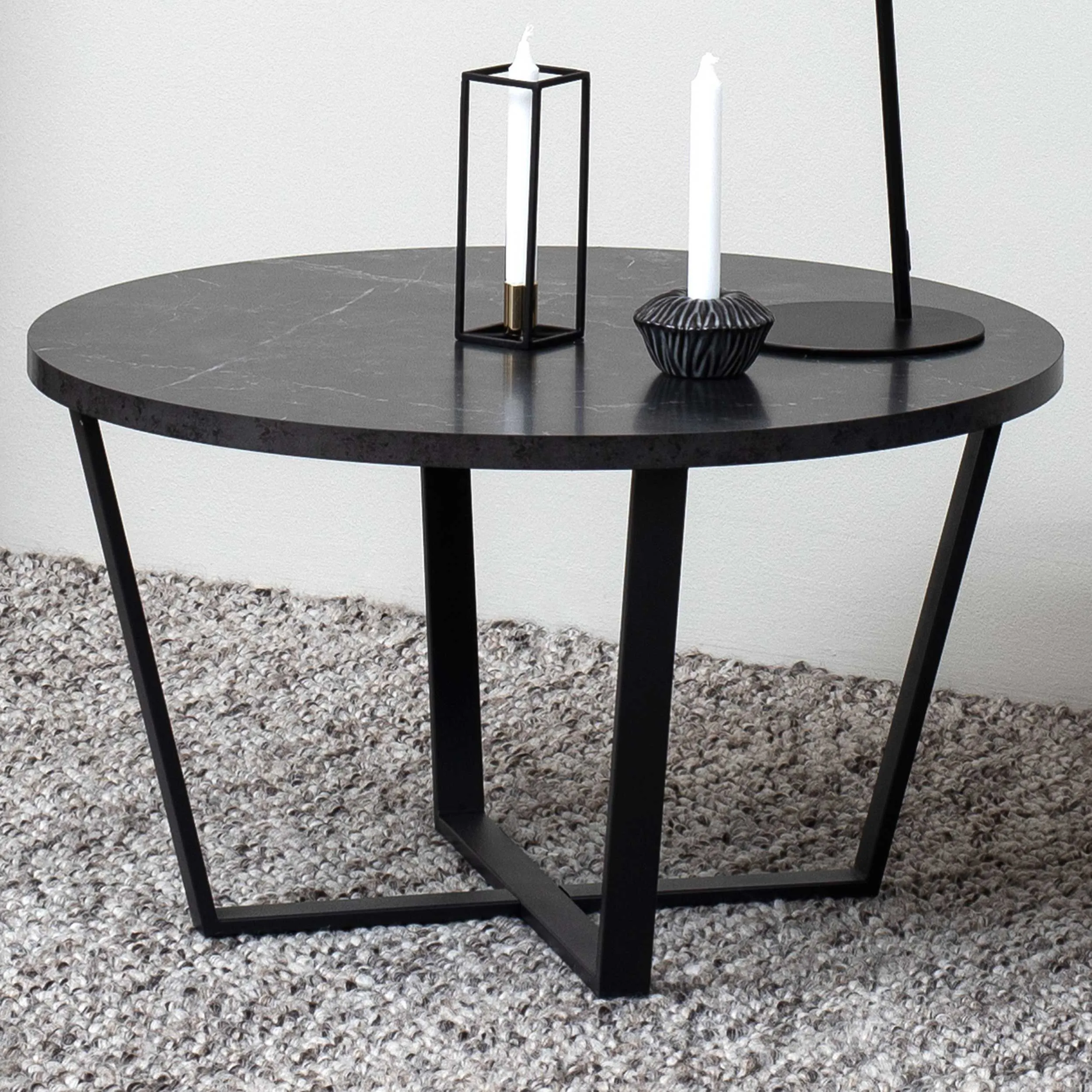 Table basse Amanda Ø77 - marbre/noir