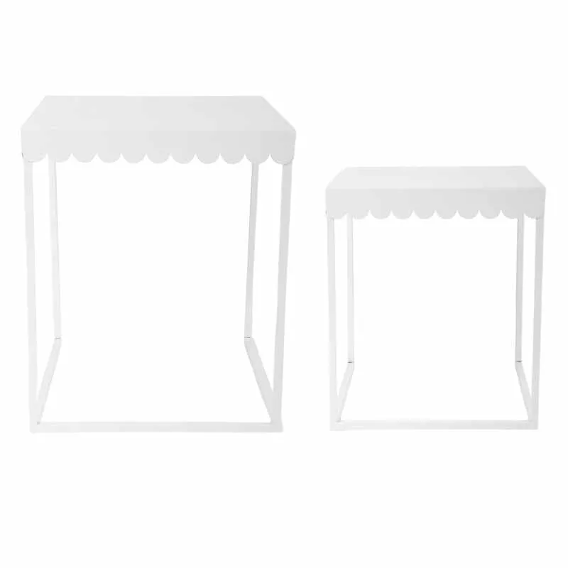 ARPIMEX Set of 3 Metal Tables H 49 / 40 Cm White