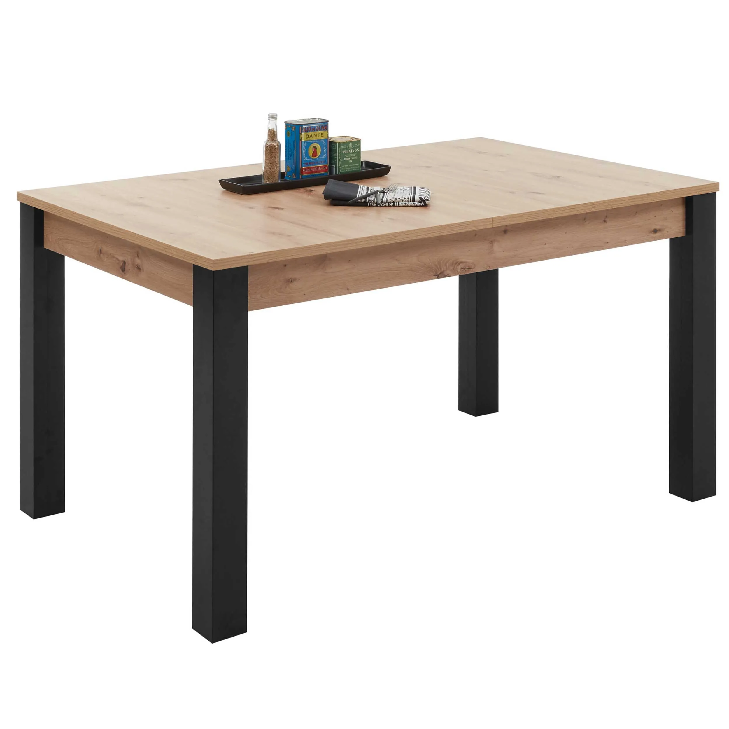 Table à manger extensible Laifis 140/210cm - blanc/vieux chêne