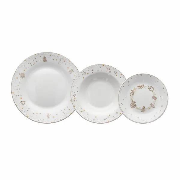 Tognana Christmas Table Service Atollo StarLight 18 Pcs White Gold
