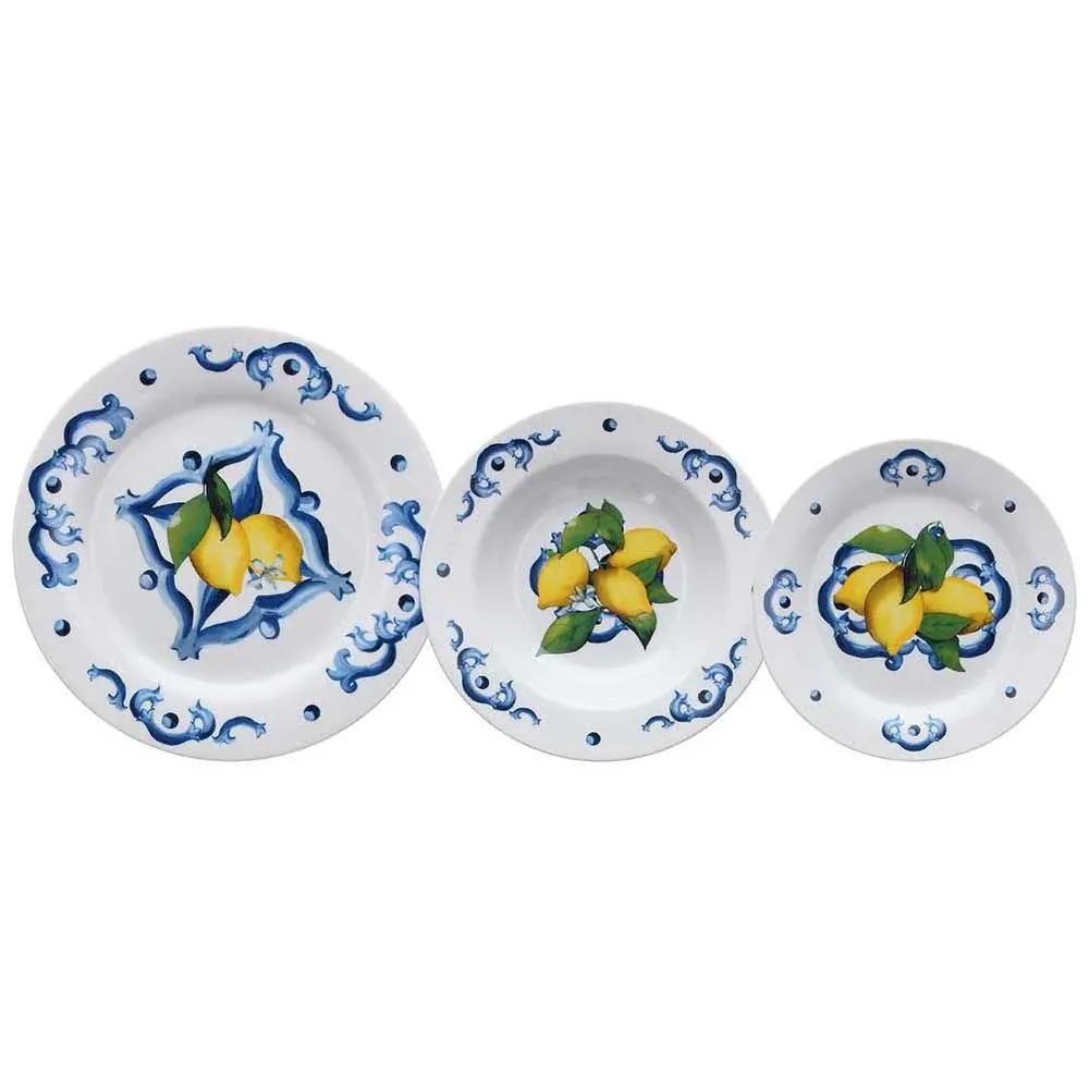 Tognana Atollo Citrus Table Service 18 Pieces Blue Porcelain