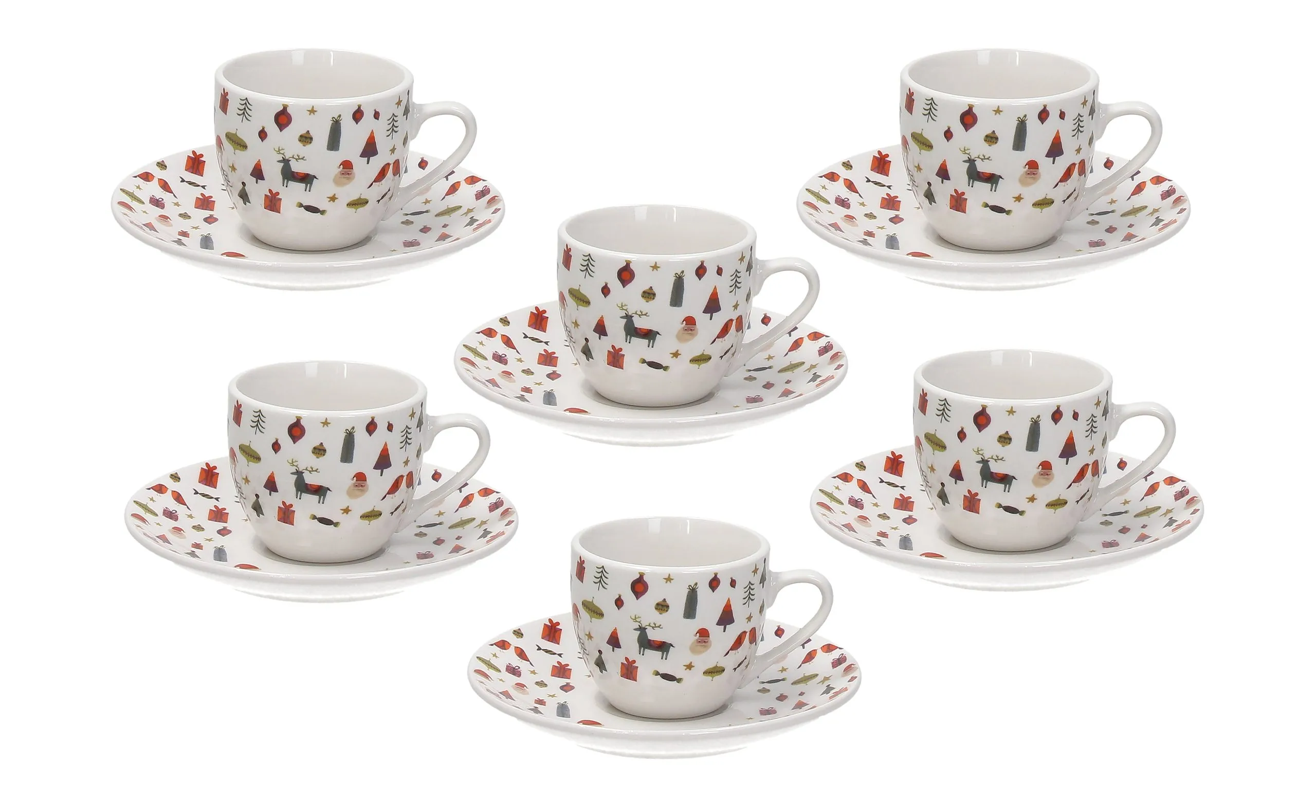 Tognana Christmas Service 6 Coffee Cups with Saucer Atollo Candy White