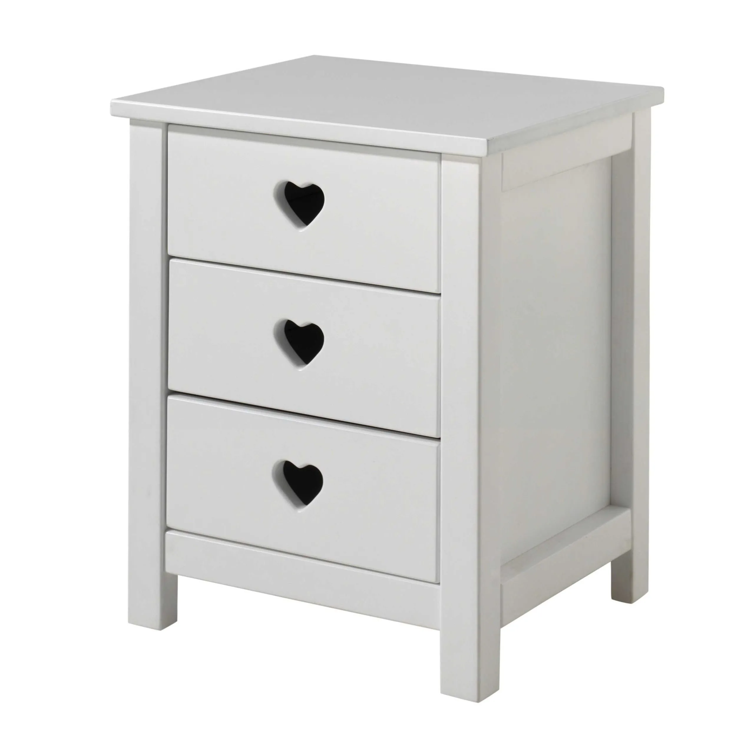 Table de chevet Amori avec 3 tiroirs - blanc