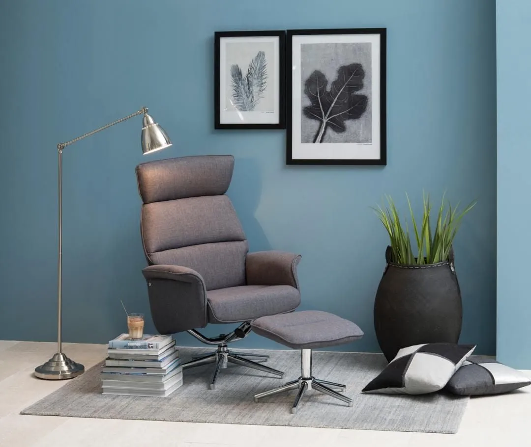 Fauteuil relax Alura avec repose-pieds - gris