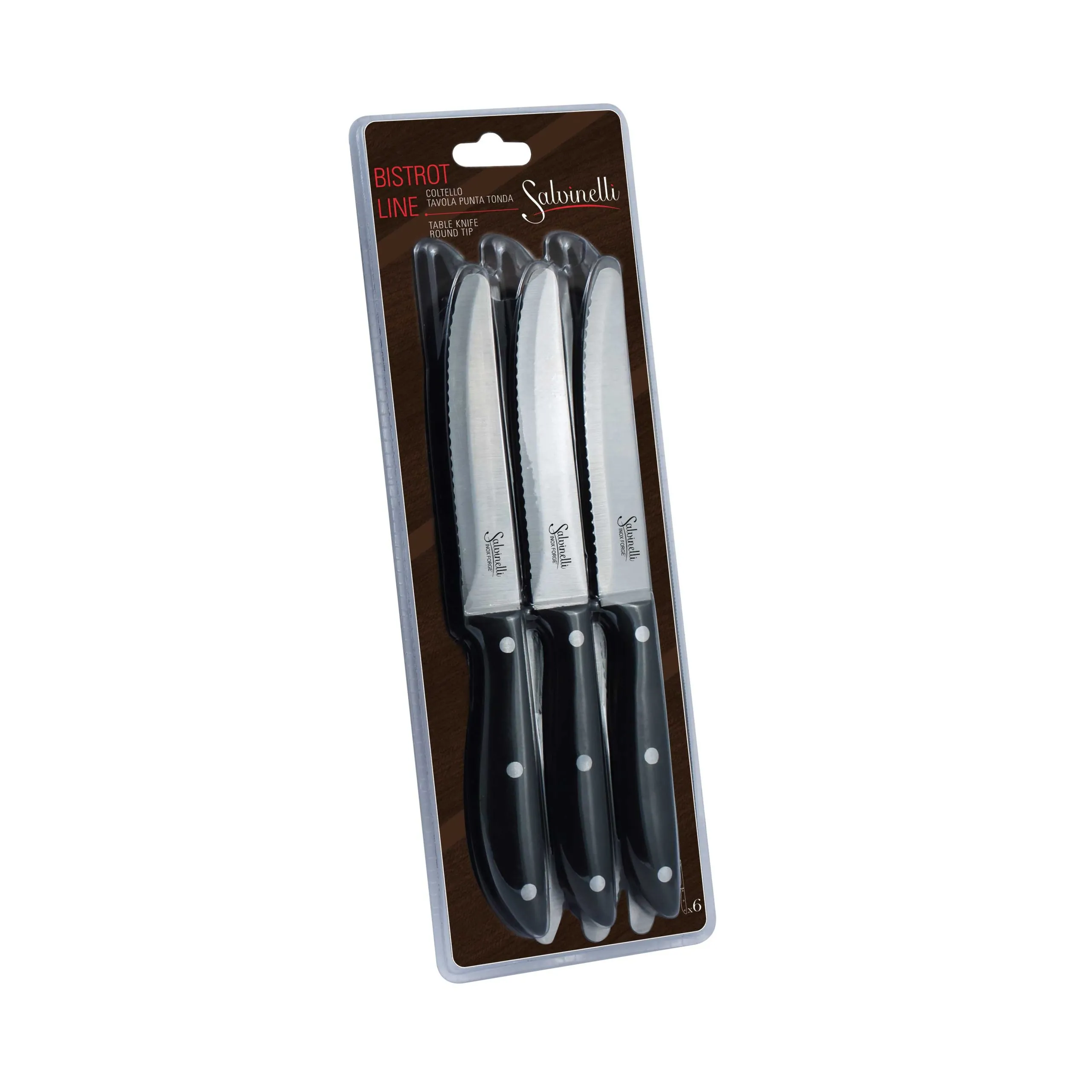 Salvinelli Forged Table Knife Round Tip Mod. Bistrot Pack of 6