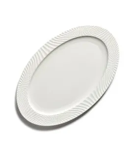 Assiette plate ovale blanc porcelaine bone china 34x22 cm Nido Serax