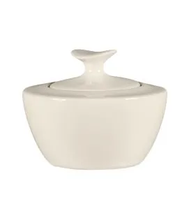 Sucrier & couvercle ovale blanc porcelaine bone china 28,8 cl Ø 10,7 cm Bravura Rak