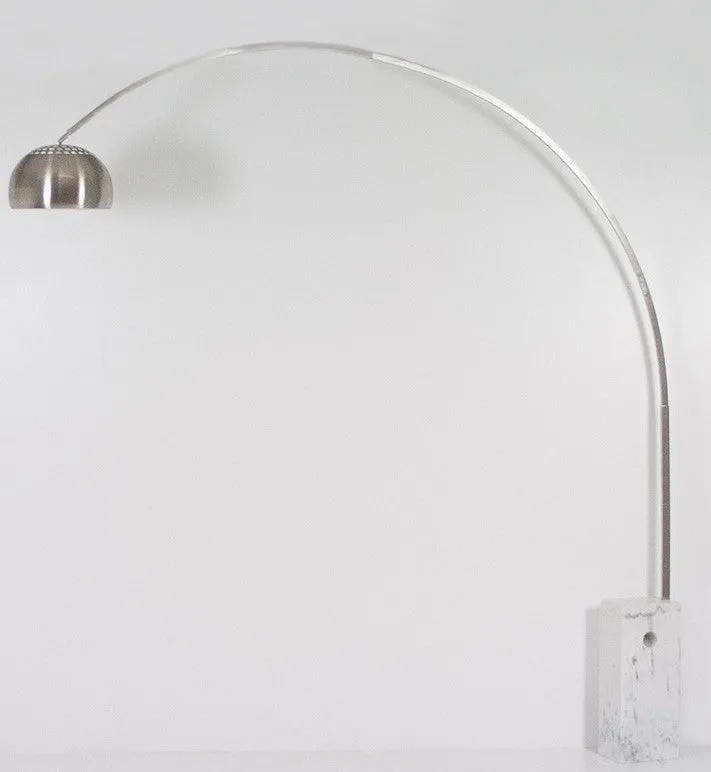 SIGERICO Floor Lamp White Marble Base Satin Lampshade