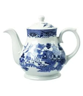 Théière avec couvercle rond Sandrigham Willow Blue porcelaine vitrifiée 85,2 cl Vintage Prints Churchill