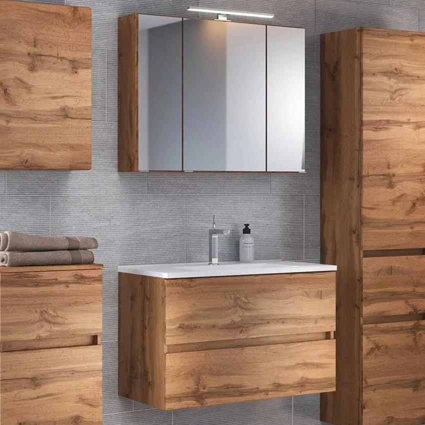 Set meuble lavabo Brama 80cm - chêne wotan