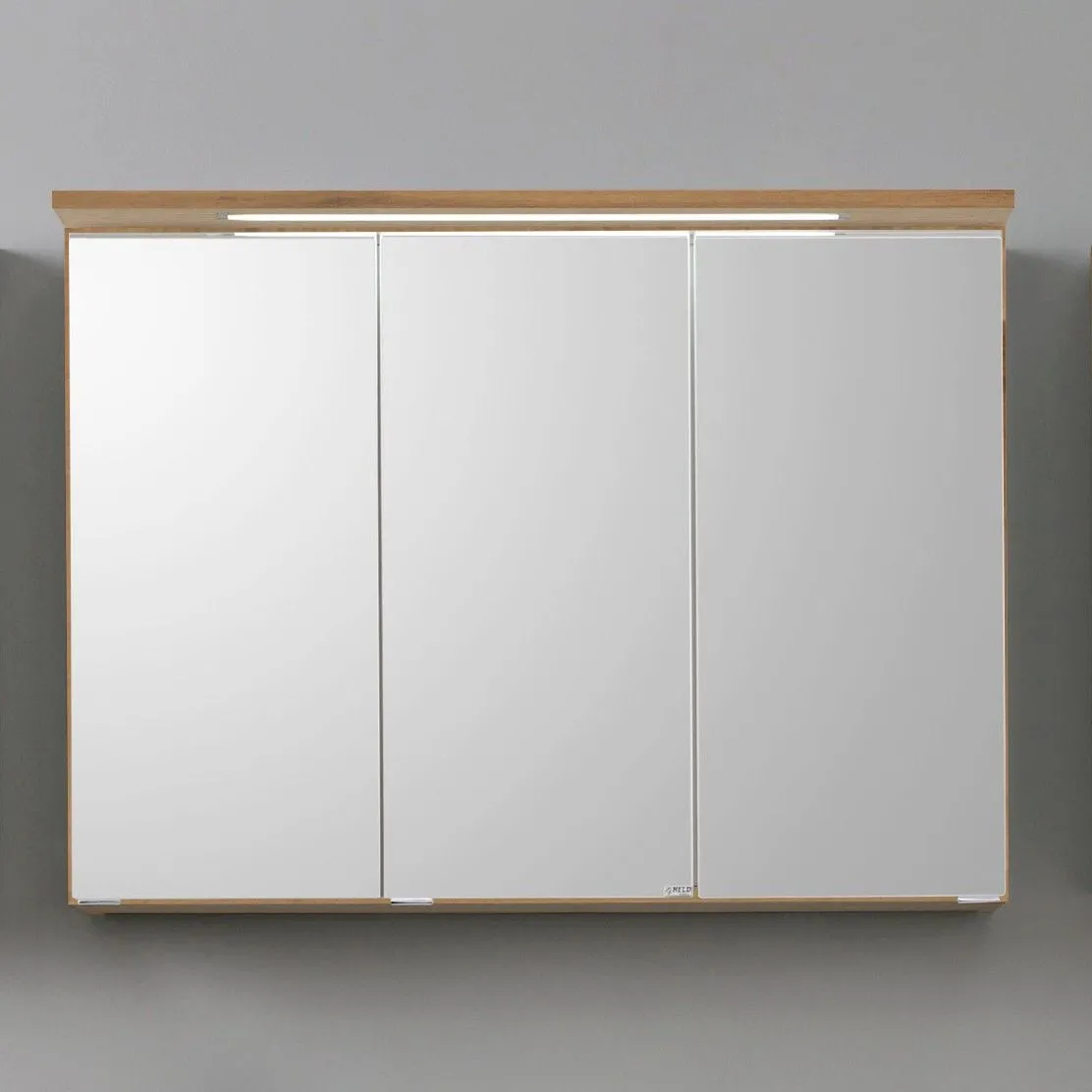 Armoire de toilette Bobbi 100cm modèle 1 3 portes & eclairage LED - chêne
