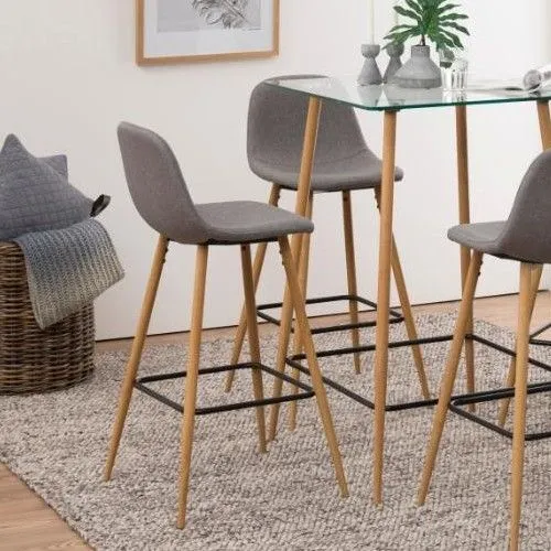 Tabouret de bar Wilhelm - gris clair/chêne