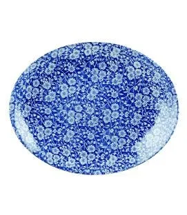 Assiette plate ovale Victorian Calico Bleu Prague porcelaine vitrifiée 31,7x25,5 cm Vintage Prints Churchill