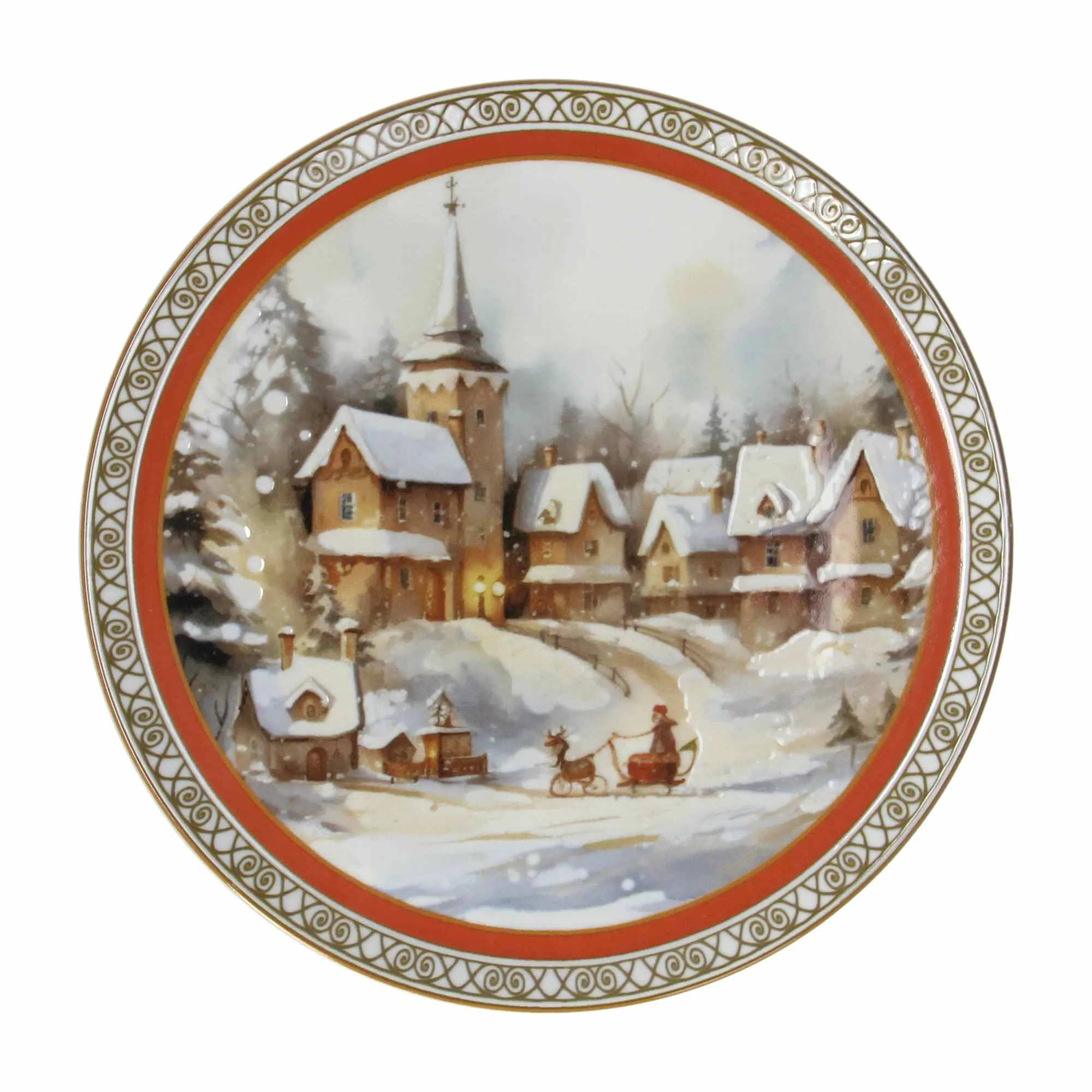 Tognana Panettone Plate Cinzia Christmas Village Christmas 31 Cm Multi