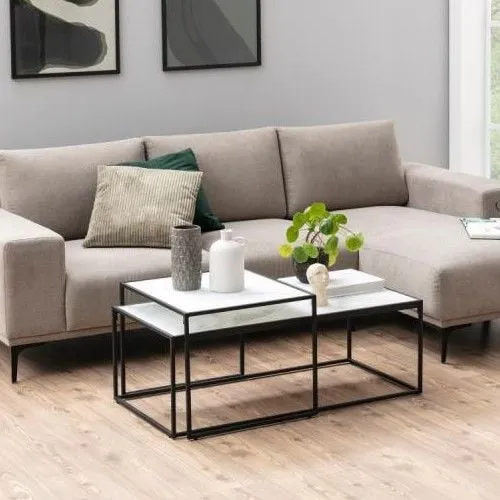 Lot de 2 tables basses Dejan - noir/marbre