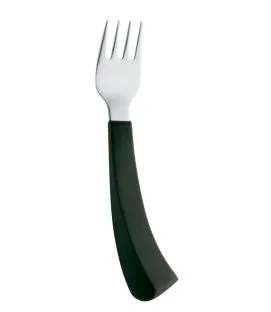 Fourchette manche courbé pour gaucher noir inox 18,5 cm Handicap Amefa