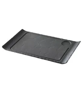 Assiette à steak rectangulaire noir porcelaine culinaire 39,5x24 cm Basalt Revol