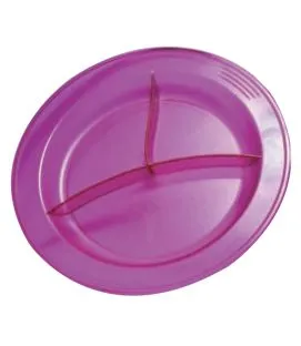 Assiette à 3 compartiments rond rouge copolyester Ø 23,5 cm Vaisselle Copolyester Saint Romain
