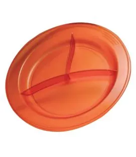 Assiette à 3 compartiments rond orange copolyester Ø 23,5 cm Vaisselle Copolyester Saint Romain
