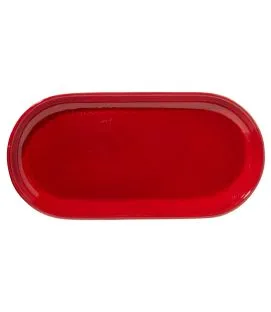 Assiette à burger ovale rouge grès émaillé 29x14 cm Gres Couleur Pro.mundi