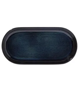 Assiette à burger rectangulaire bleu grès émaillé 29x14 cm Gres Couleur Pro.mundi