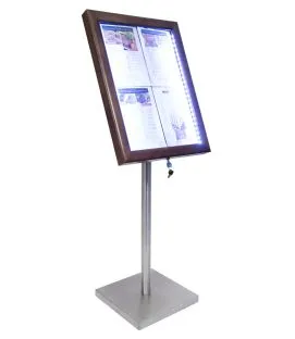 Porte-menu lumineux rectangulaire wengé 4 pages led Classique Securit