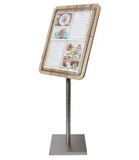 Porte-menu rectangulaire brun 4 pages Glass Star Securit