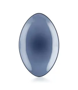 Assiette plate ovale bleu porcelaine culinaire 35x22 cm Revol