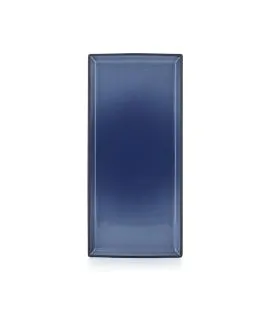 Assiette plate rectangulaire bleu porcelaine culinaire 32,5x15 cm Revol