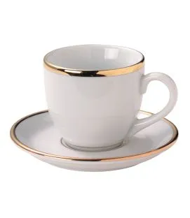 Sous-tasse à expresso rond blanc porcelaine Ø 11 cm Roma Filet Or