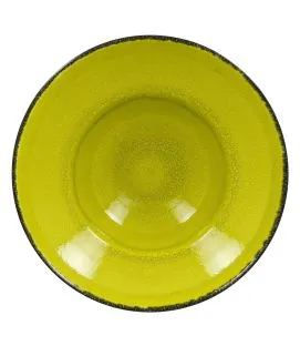Assiette extra creuse rond vert porcelaine vitrifiée Ø 22,7 cm Fire Rak