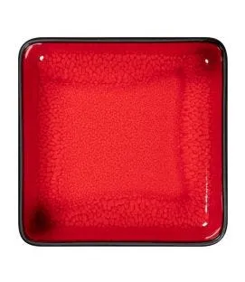 Assiette creuse carré rouge porcelaine 16x16 cm Fractal Rak